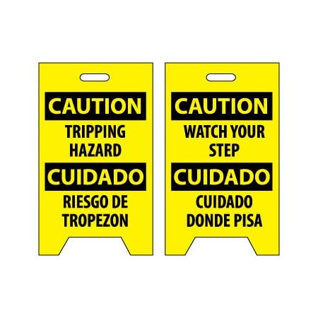 National Marker Co Floor Sign - Caution Tripping Hazard Cuidado Riesgo De Tropezon FS32